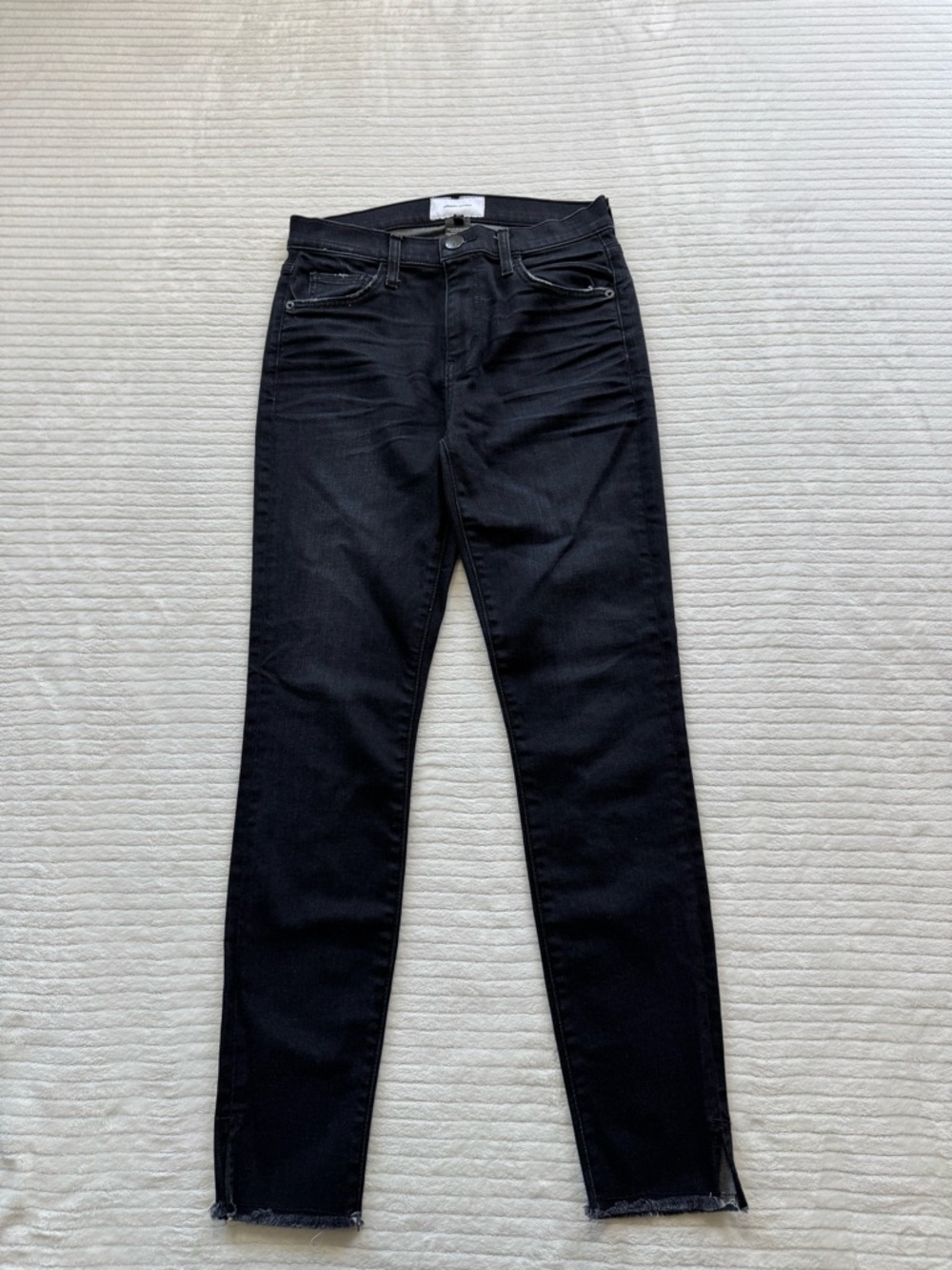 Current/Elliott Black Skinny Jeans with Raw Hem Detail